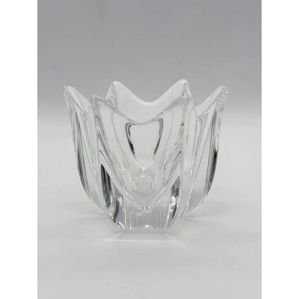 Orrefors Art Crystal Belle Tulip Vase Bowl Votive Candle Holder Johannson 4”